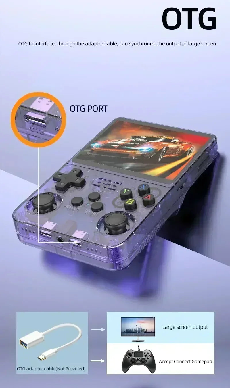 Handheld Game Console - 3.5 Inch IPS Screen R36S Device with Built-in Games