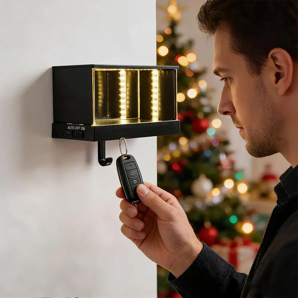 LED Infinity Mirror Garage Key Holder Wall Light