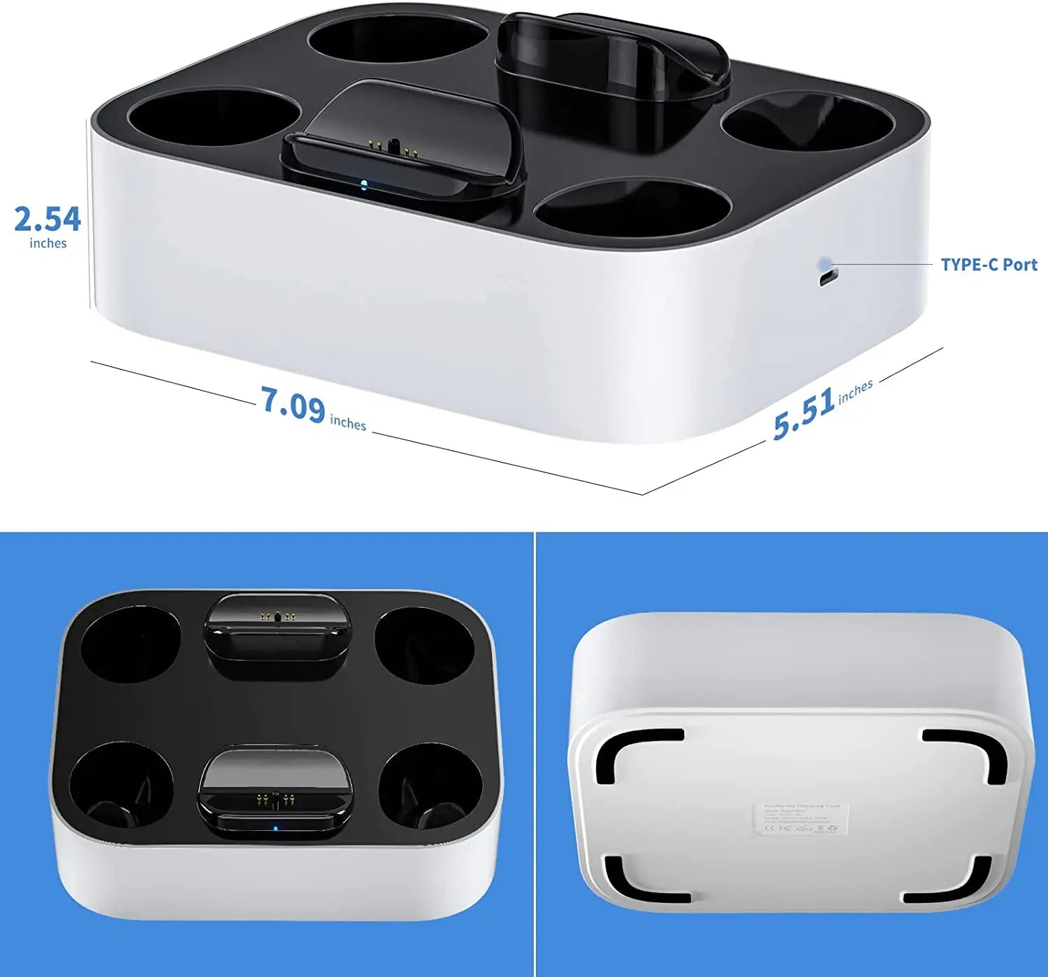 PS5 Controller Charger Station for Playstation 5 Dual for for DualSense Edge Control Fast Charging Dock Stand with Cable