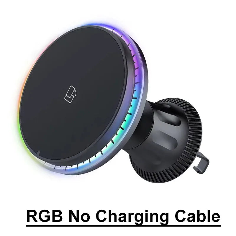 30W Magnetic Car Wireless Charger RGB For iPhone 12 13 14 15 Pro Max Macsafe Car Phone Holder Stand Mount Fast Charging Station