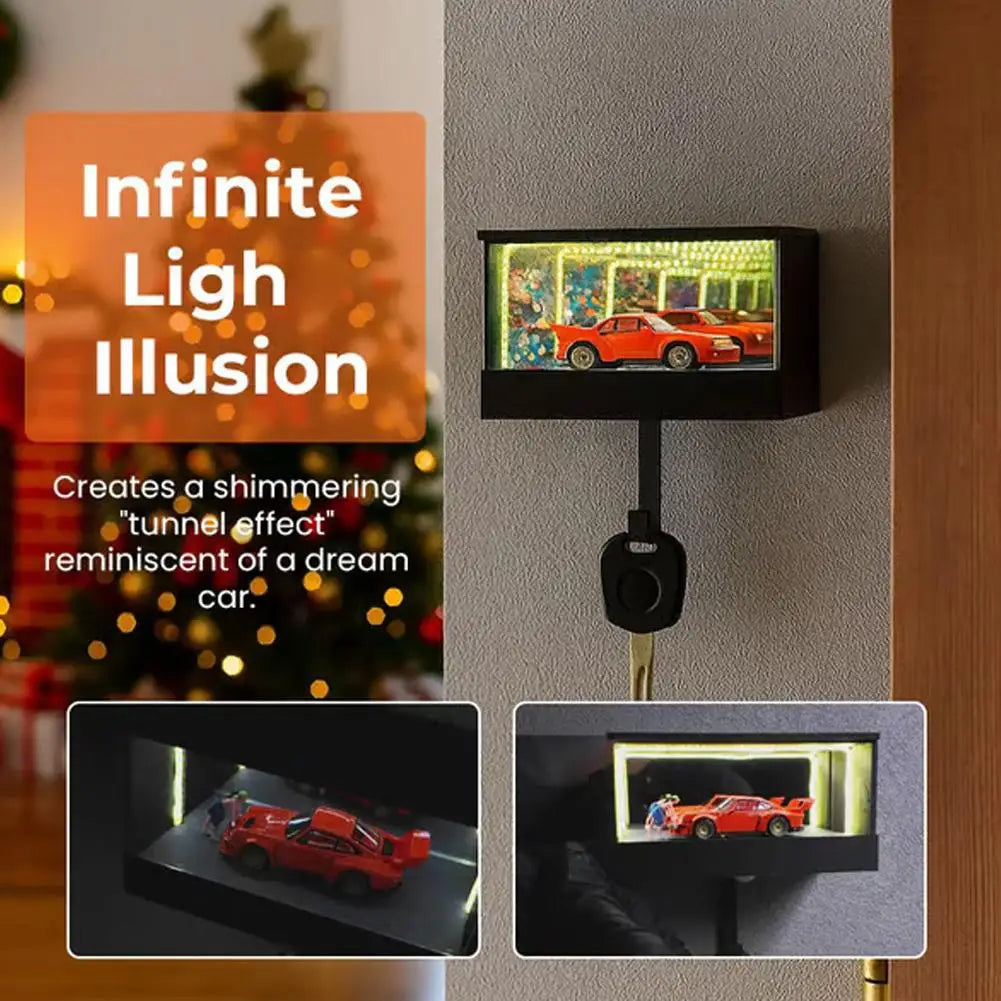 LED Infinity Mirror Garage Key Holder Wall Light