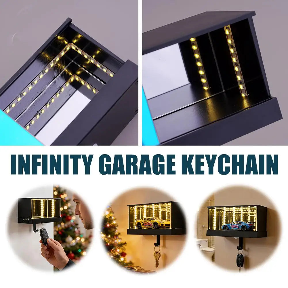 LED Infinity Mirror Garage Key Holder Wall Light