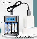 Smart AA/AAA Battery Charger with lcd display (4 slots USB Charger