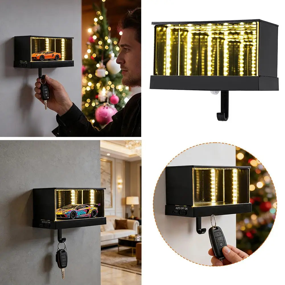 LED Infinity Mirror Garage Key Holder Wall Light