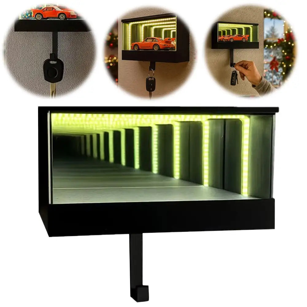 LED Infinity Mirror Garage Key Holder Wall Light