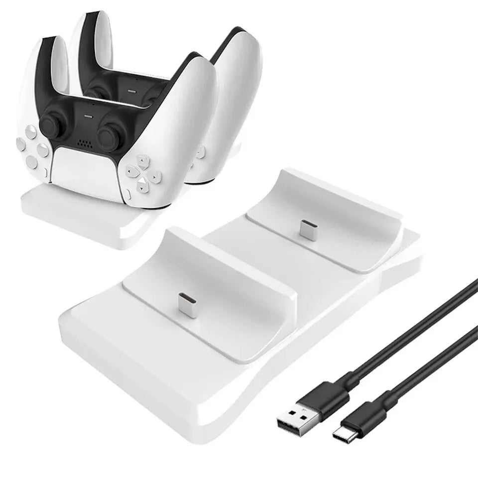 Dual Controller Charging Stand for Playstation 5 Controller Charger Station PS5 with Fast Charging AC Adapter 5V 1.2A