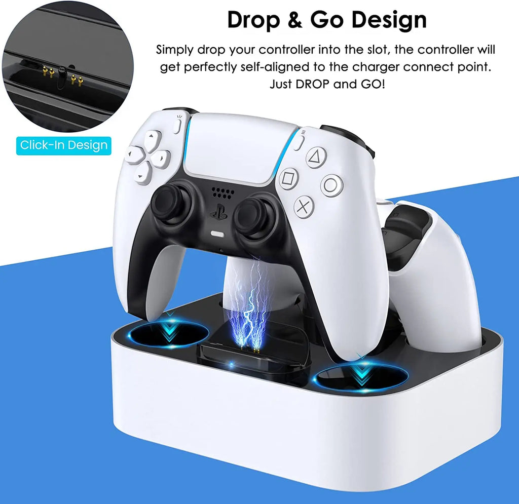 PS5 Controller Charger Station for Playstation 5 Dual for for DualSense Edge Control Fast Charging Dock Stand with Cable