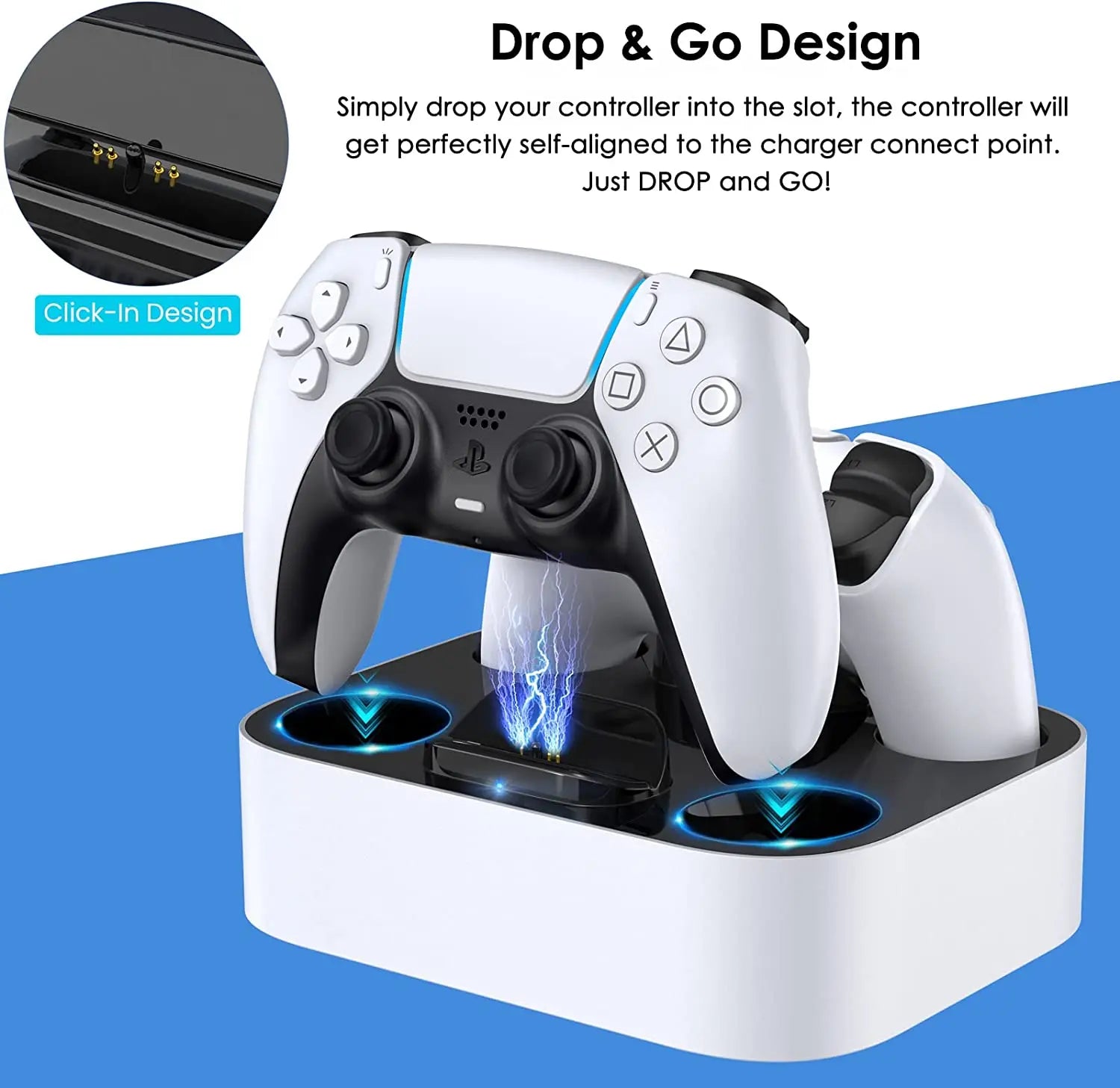 PS5 Controller Charger Station for Playstation 5 Dual for for DualSense Edge Control Fast Charging Dock Stand with Cable