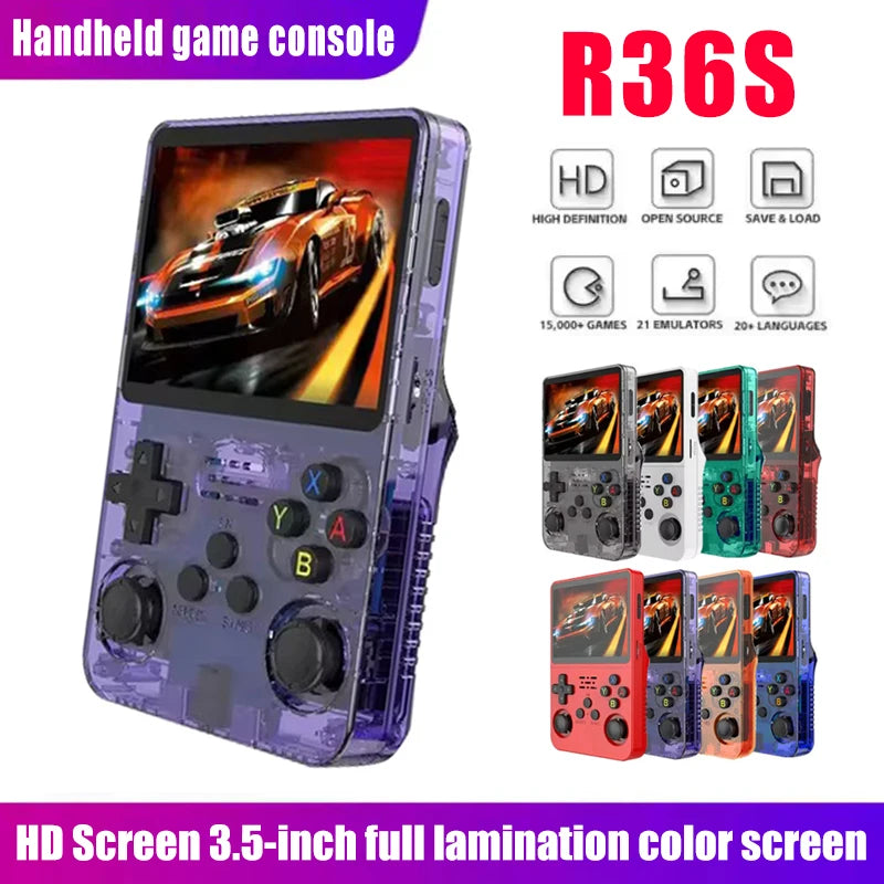Handheld Game Console - 3.5 Inch IPS Screen R36S Device with Built-in Games