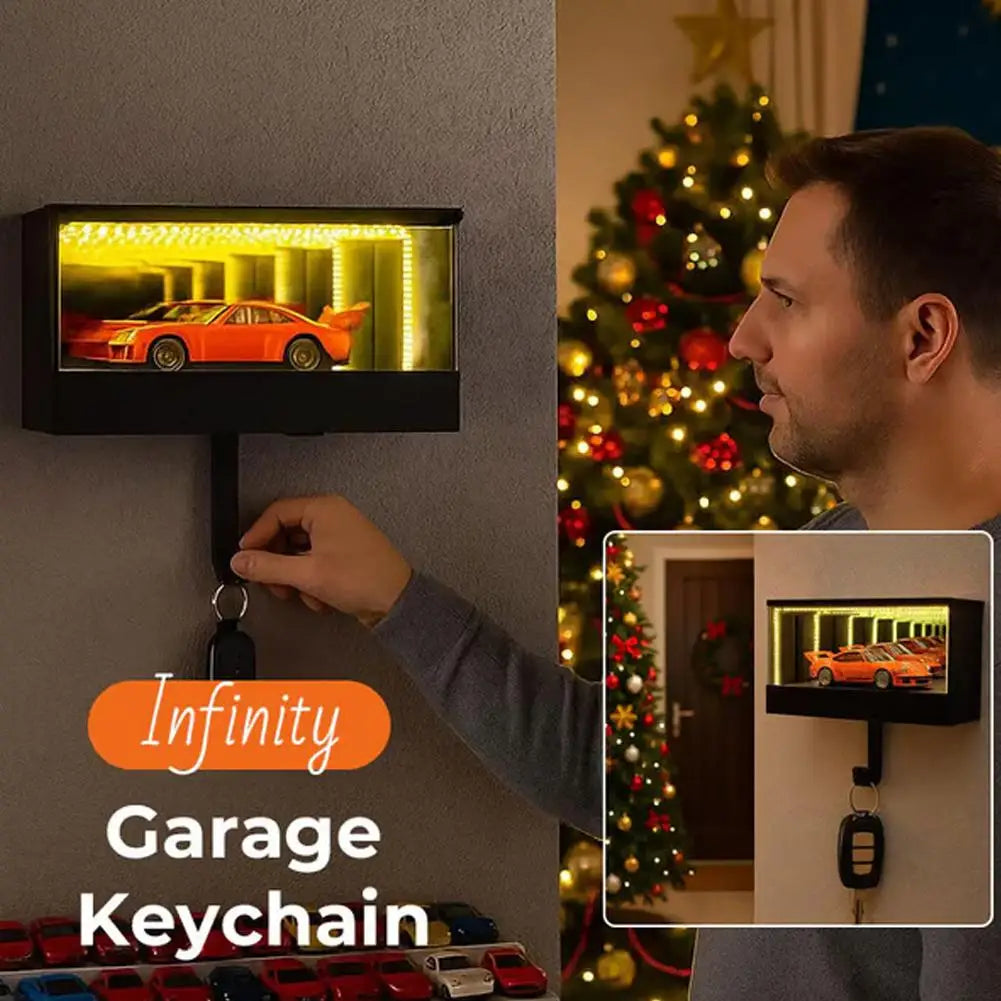 LED Infinity Mirror Garage Key Holder Wall Light